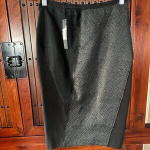 NWT Elie Tahari Milano Mixed-Media Pencil Skirt in Black (US 4)